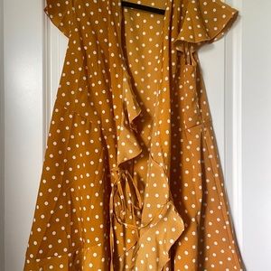 Yellow Polka Dot Wrap dress